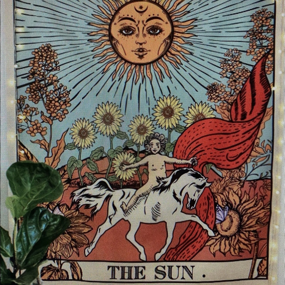 Tarot Sun Tapestry Wall Hanging, Size:51.2" x 59.1"